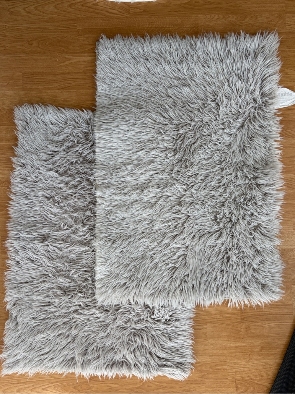 Ruggable Plush Shag Accent Rug Set (2) - Light Gray